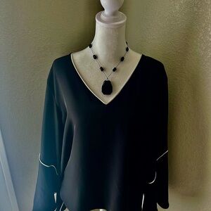 Calvin Klein Black V-Neck Blouse